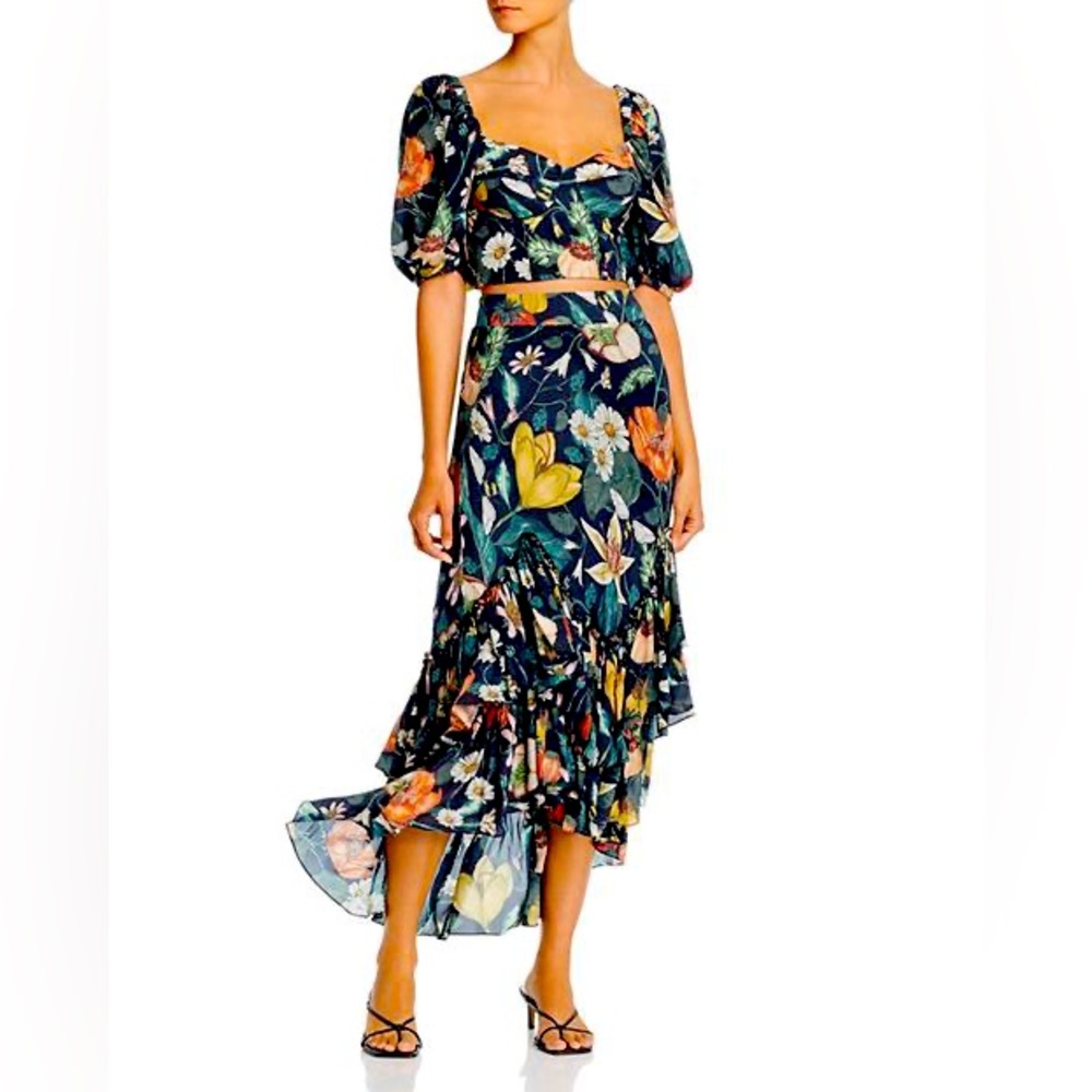 2 set floral long skirt and top